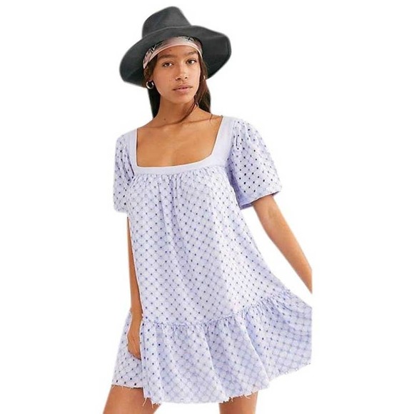 Free People Janie Eyelet Mini Dress Lavender Purple Size XS - Picture 1 of 9